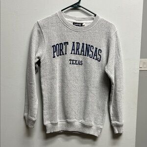 Comfort Colors Gray Crewneck Sweater with Port Aransas Texas Design